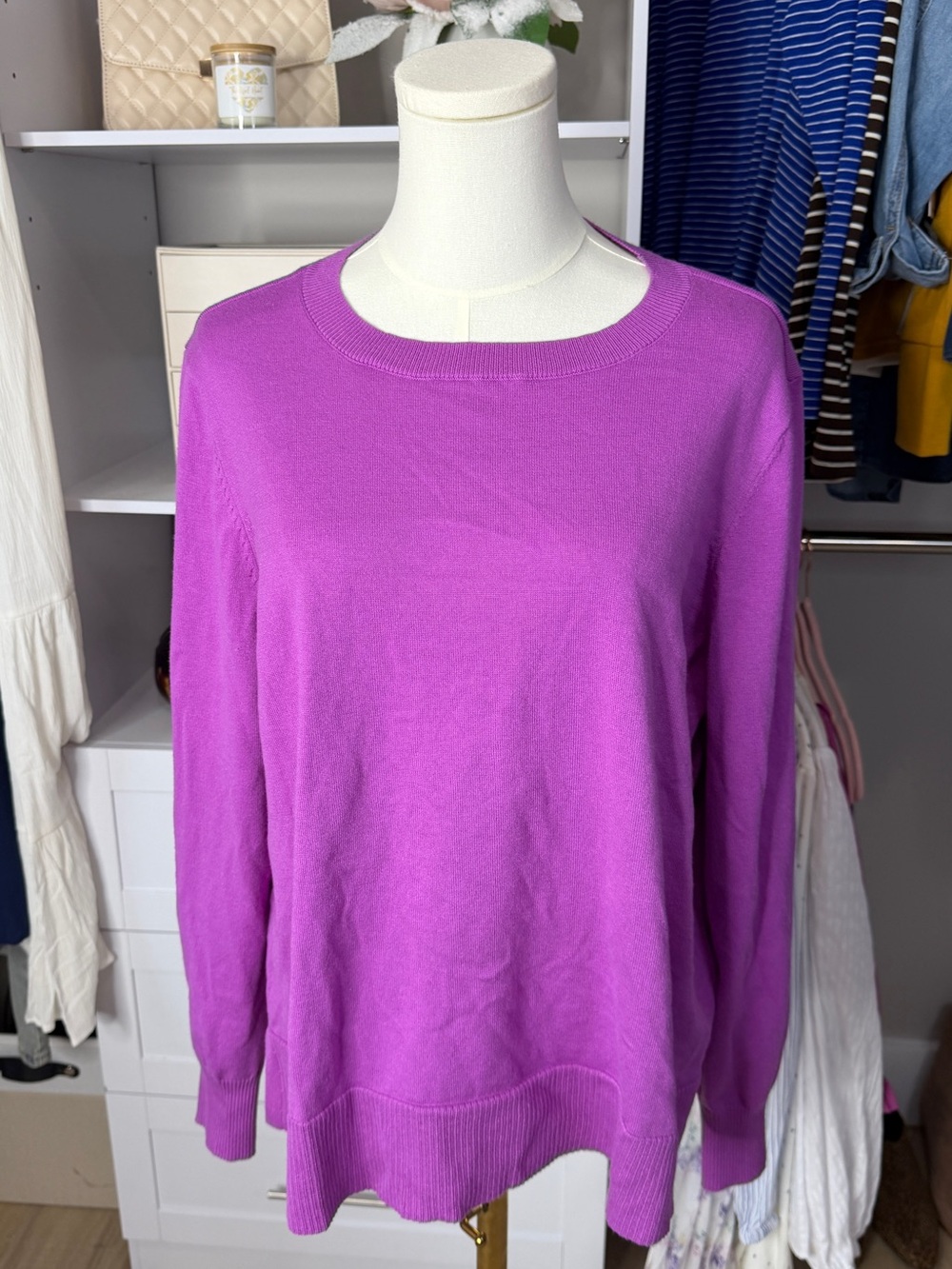 Time and Tru Vivid Purple Crewneck Sweater